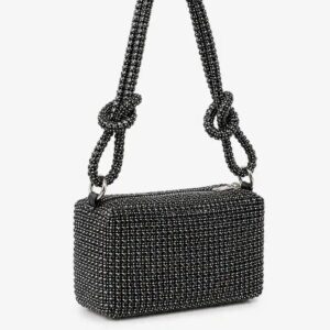 Black Crystal Stone Shoulder Bag 2026 | Stunning Luxury Party Purse