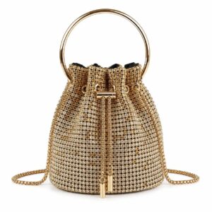 Gold Crystal Bucket Bag