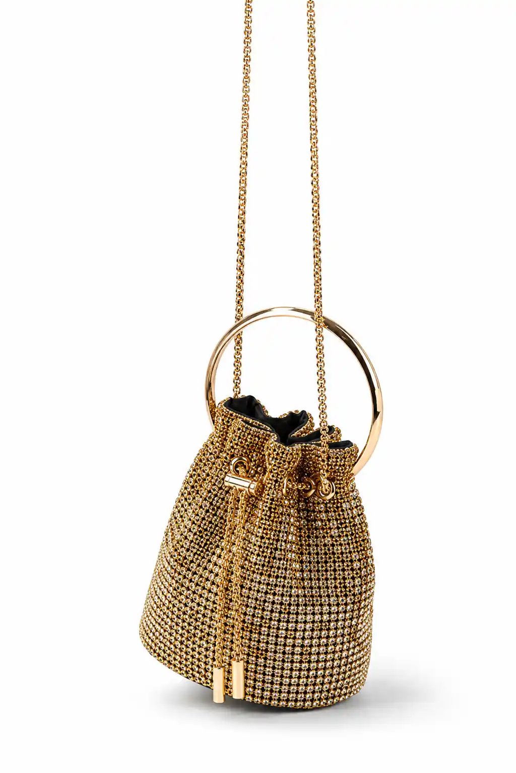 Gold Crystal Bucket Bag | Stunning Luxury Rhinestone Party Purse No. 1 - Image 2