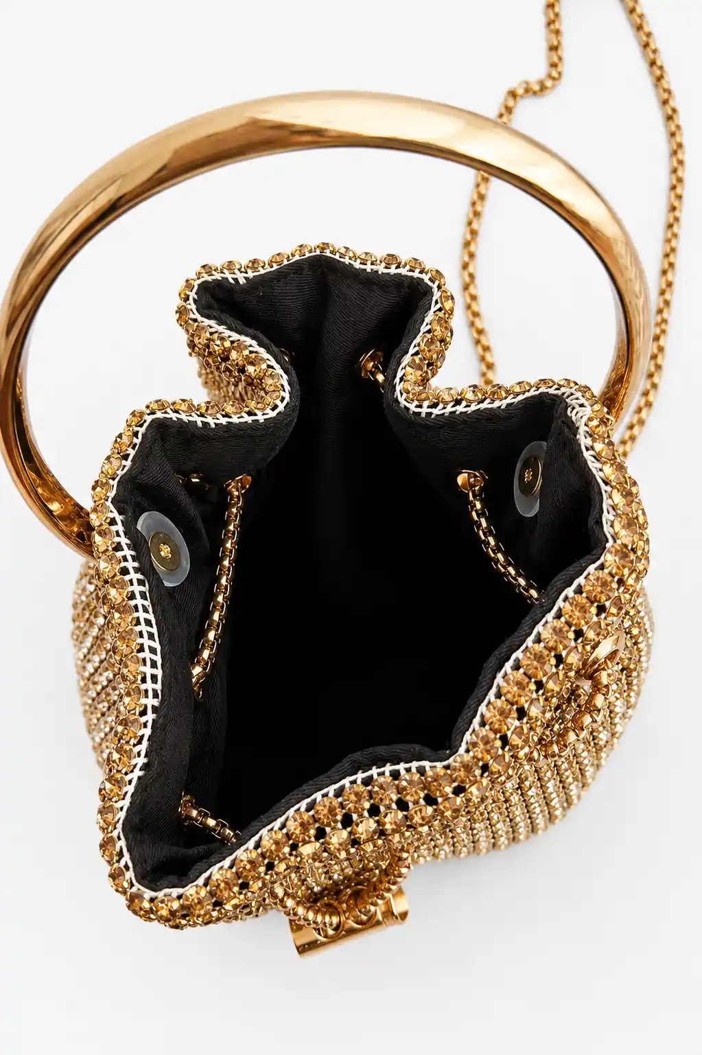 Gold Crystal Bucket Bag | Stunning Luxury Rhinestone Party Purse No. 1 - Image 3