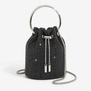 Black Crystal Bucket Bag