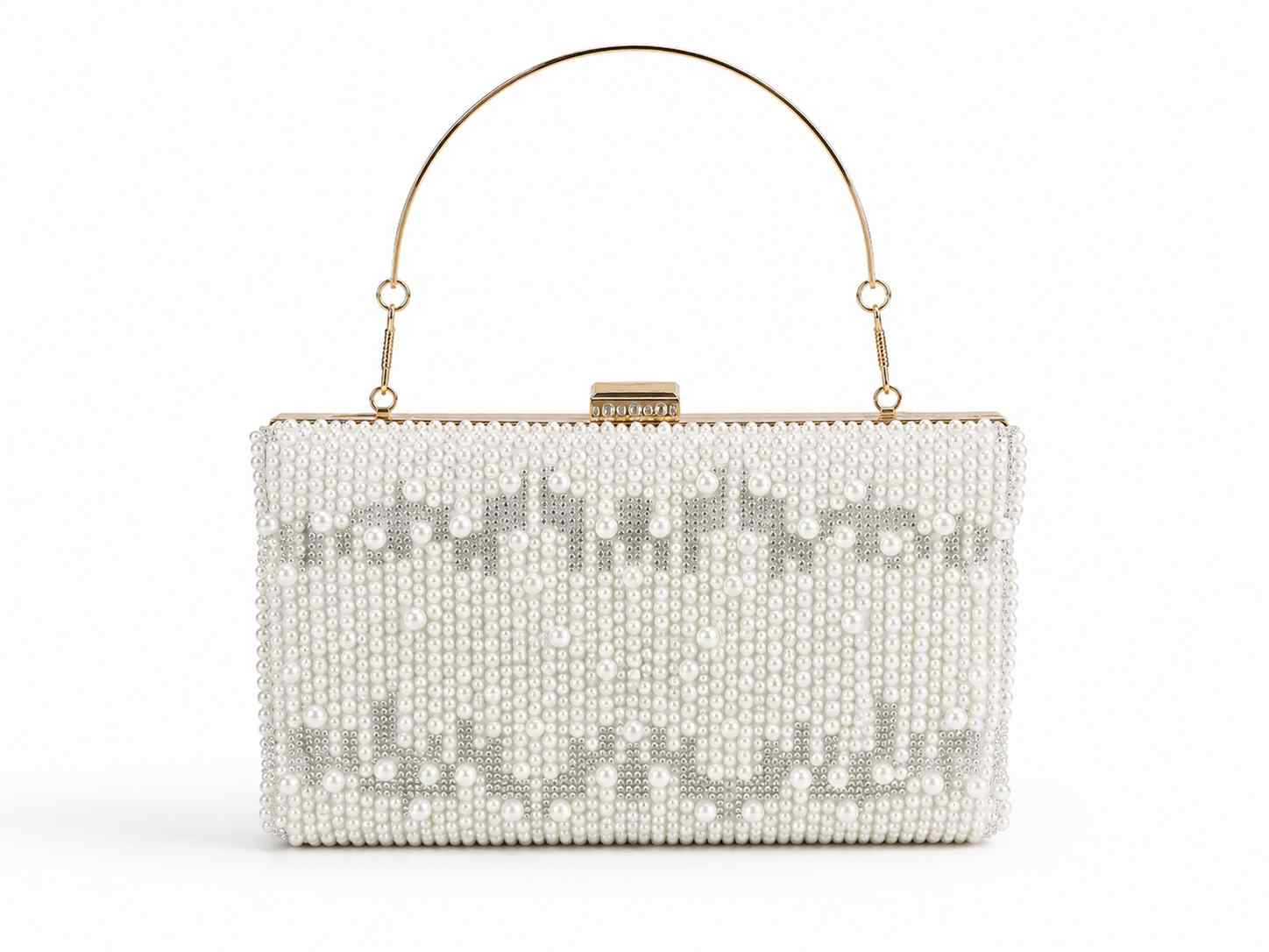 White Pearl Bridal Clutch