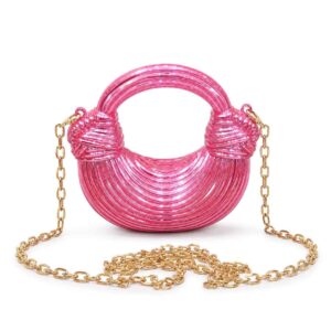 Luxury Pink Ring Evening Bag with Chain Strap for Women