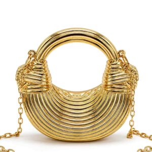 Luxury Gold Ring Evening Bag with Chain Strap for Women