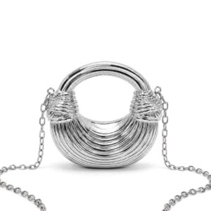 Luxury Silver Ring Handle Handbag for Girls | Designer Party Bag A1