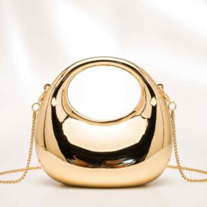 Mini Golden Half Moon Handbag for Girls with Chain Strap