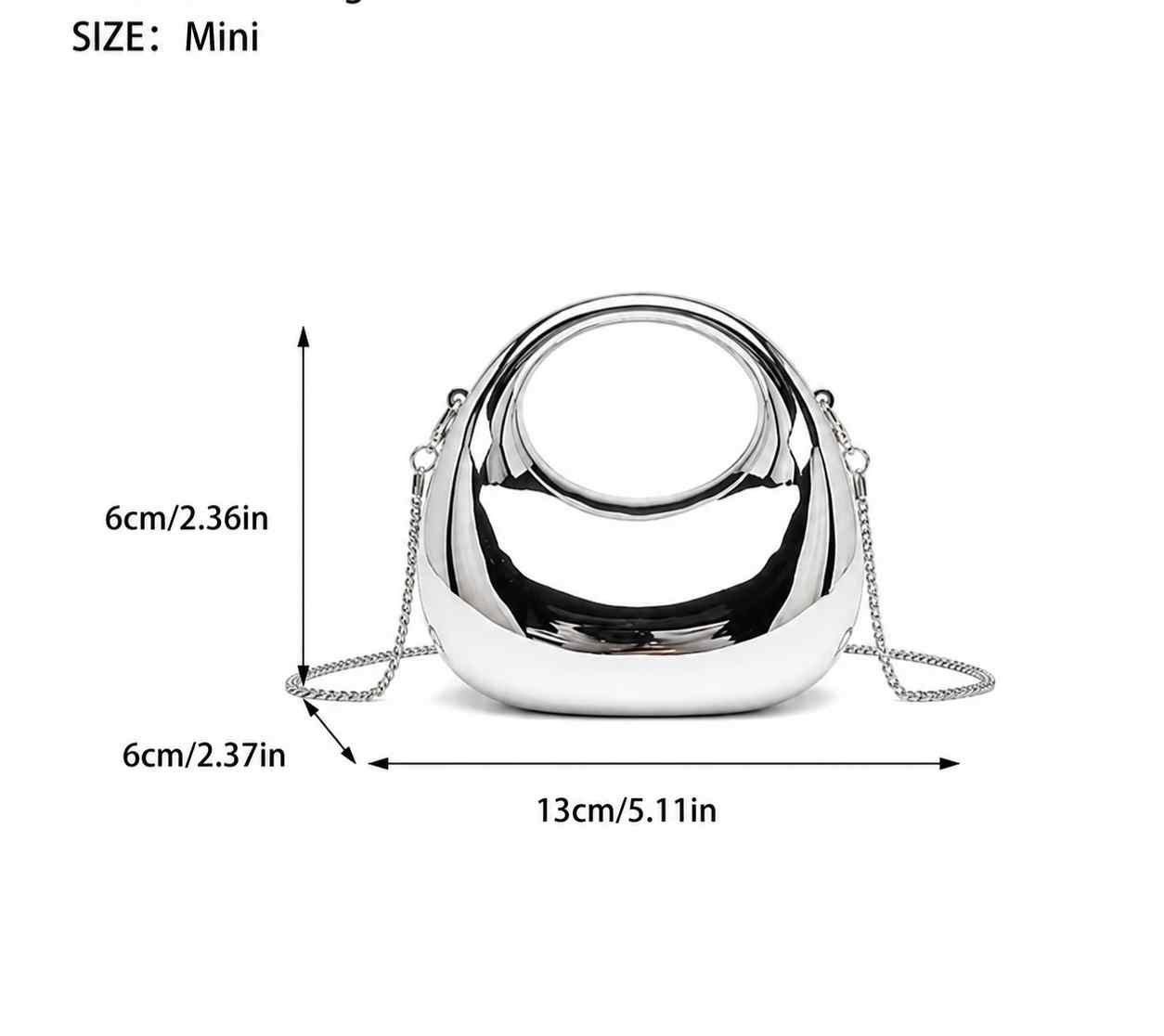 Mini Silver Half Moon Handbag for Girls | Stylish Mini Purse A1 - Image 2