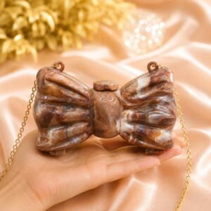 Mini Brown Bow Clutch Bag with Gold Chain Strap for Girls