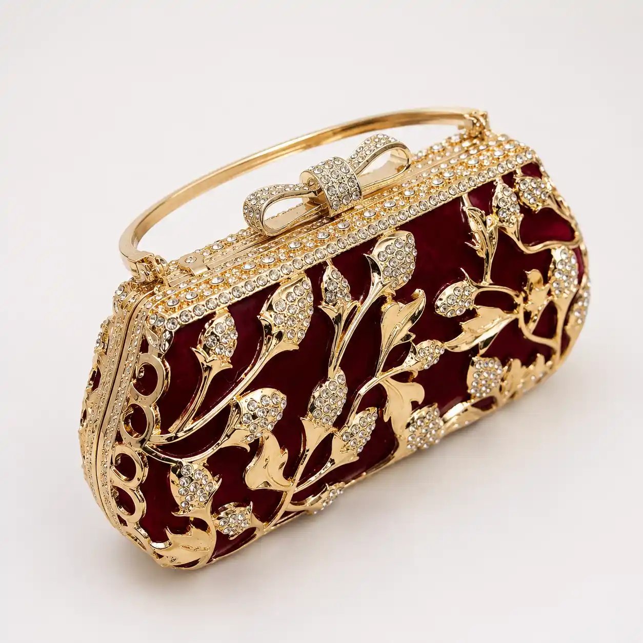 Fully Metal Mehroon Bridal Hand Clutch | Luxury Wedding Purse 2026 - Image 2