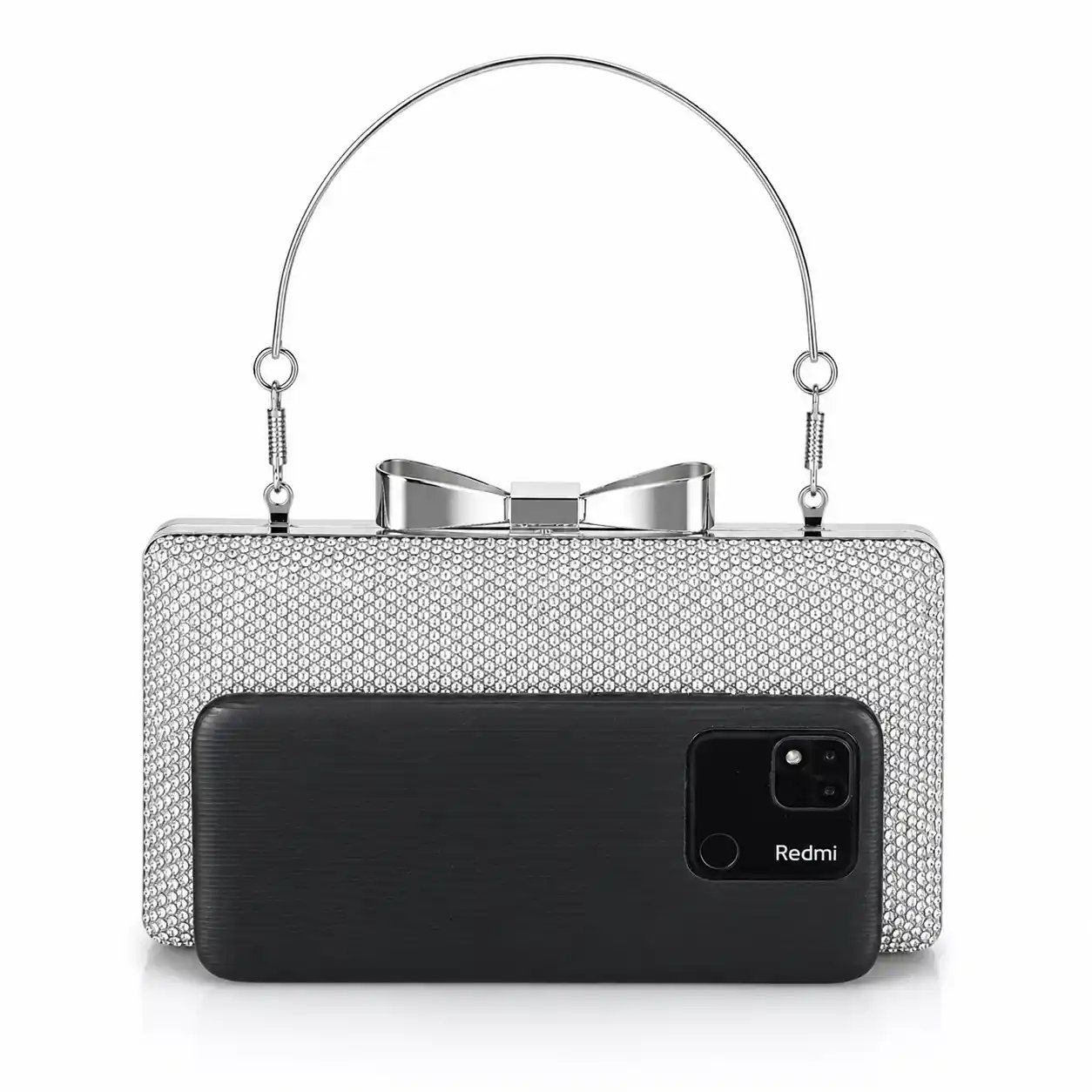 Luxury Silver Rhinestone Bow Clutch | 2026 Wedding & Party Bag - Image 2