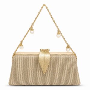Stunning Golden Rhinestone Leaf Clutch – 2026 Bridal & Party Bag