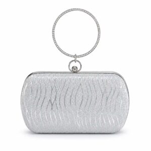 Silver Textured Glitter Clutch – Elegant 1-Piece Evening Bag