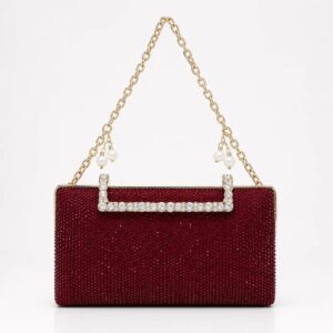 Maroon Rhinestone Bridal Clutch – Stunning Wedding Evening Purse