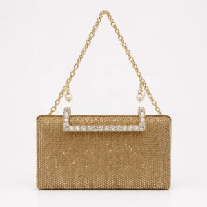 Golden Rhinestone Bridal Clutch – Stunning Wedding Evening Purse