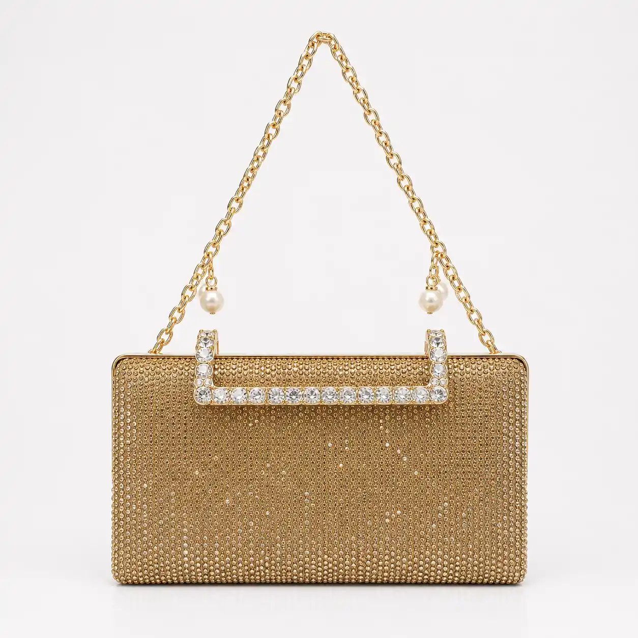 Golden Rhinestone Bridal Clutch – Stunning Wedding Evening Purse