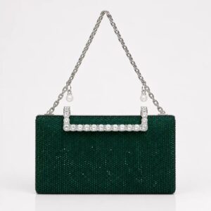 Green Rhinestone Bridal Clutch – Stunning Wedding Evening Purse