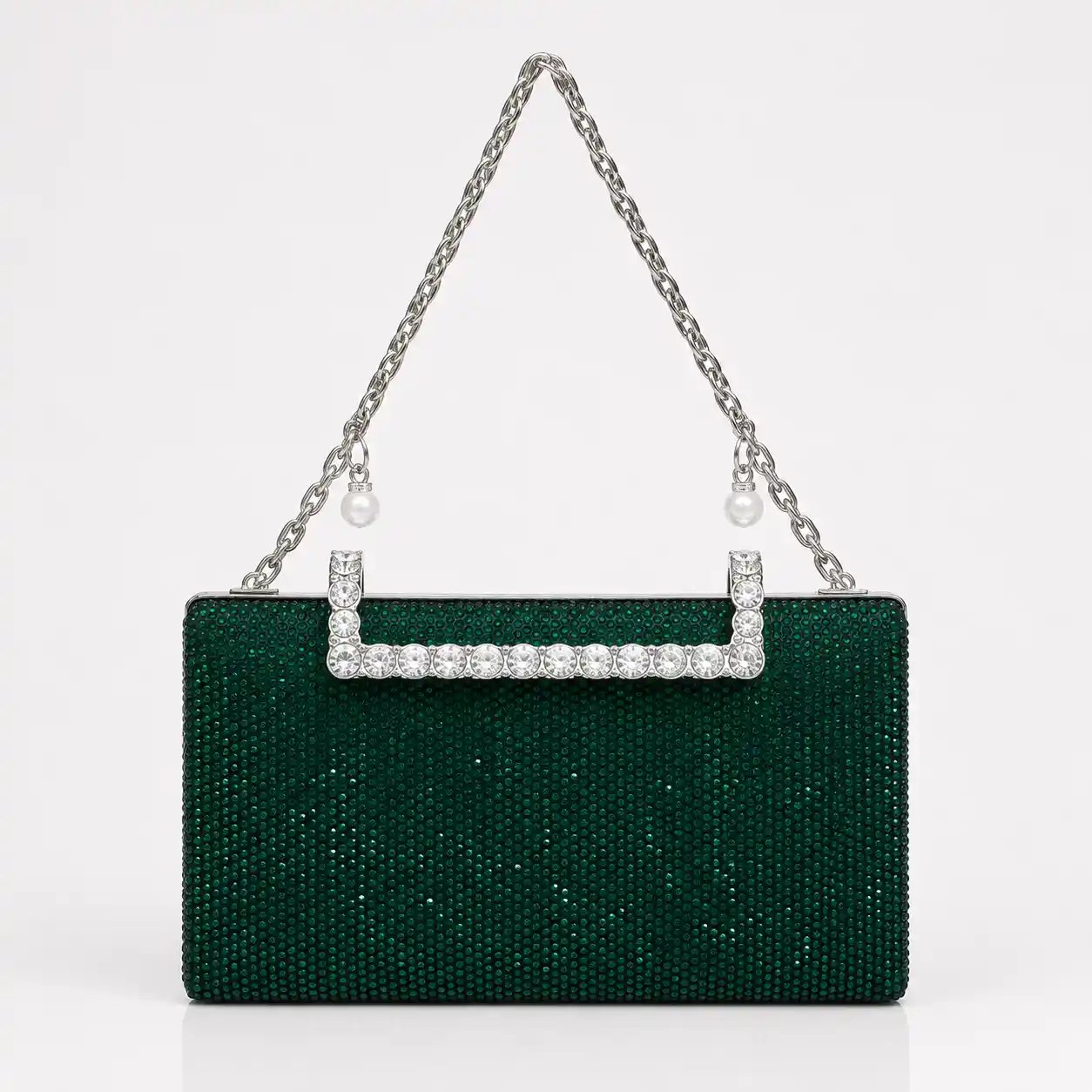 Green Rhinestone Bridal Clutch – Stunning Wedding Evening Purse