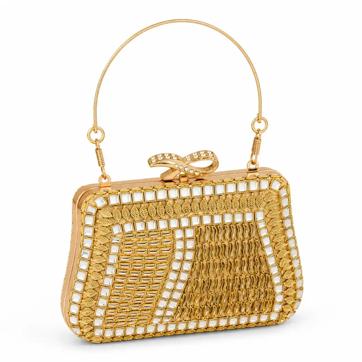 Golden Kundan Clutch – Stunning Bridal Hand Purse 2026 - Image 2