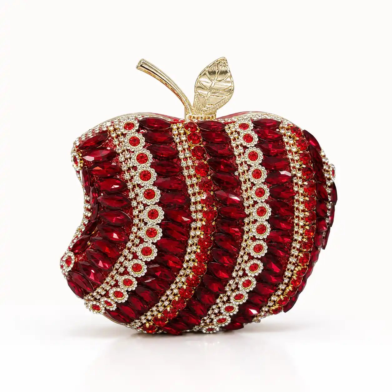Red Apple Shape Beaded Clutch – Elegant Wedding Hand Purse - Image 2