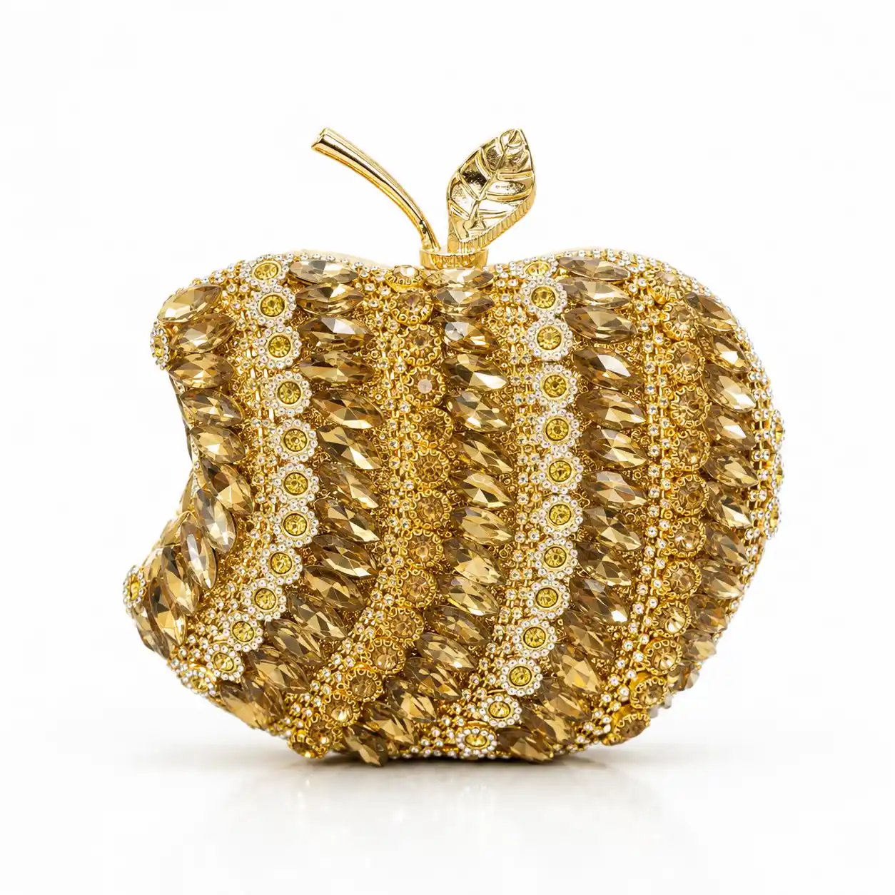 Golden Apple Shape Beaded Clutch – Elegant Wedding Hand Purse - Image 2