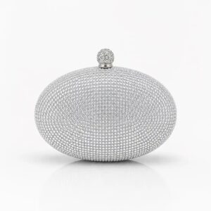 Silver Swarovski Crystal Clutch with Chain Strap