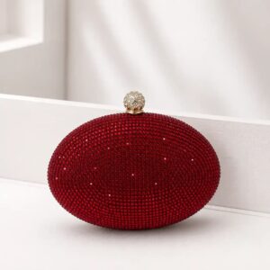 Mehroon Swarovski Crystal Clutch with Chain Strap