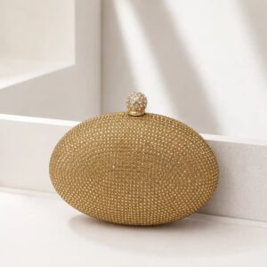Golden Swarovski Crystal Clutch with Chain Strap