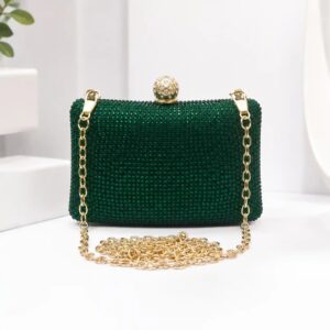 Stunning Green Mini Swarovski Crystal Clutch – Wedding & Party Purse A1