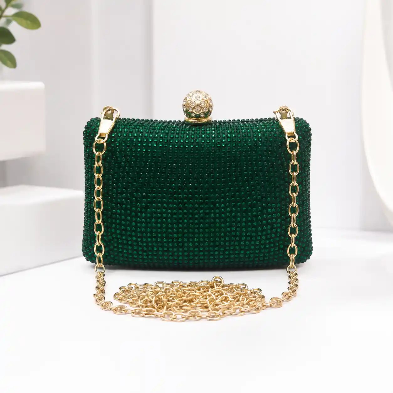 Stunning Green Mini Swarovski Crystal Clutch – Wedding & Party Purse A1