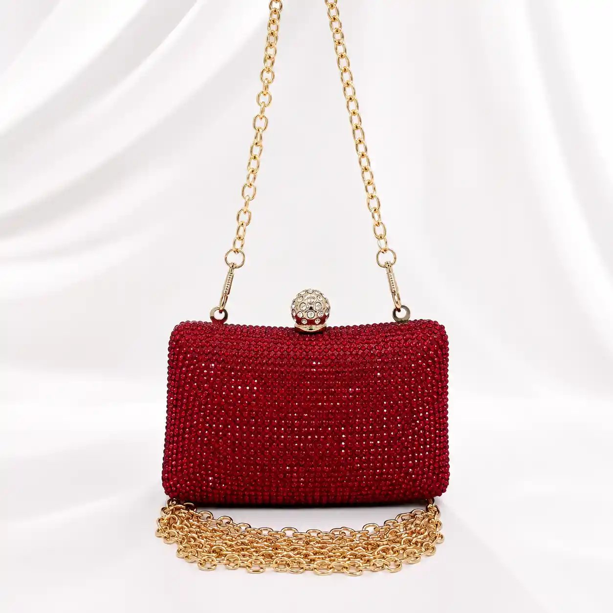 Stunning Mehroon Mini Swarovski Crystal Clutch – Wedding & Party Purse - Image 2