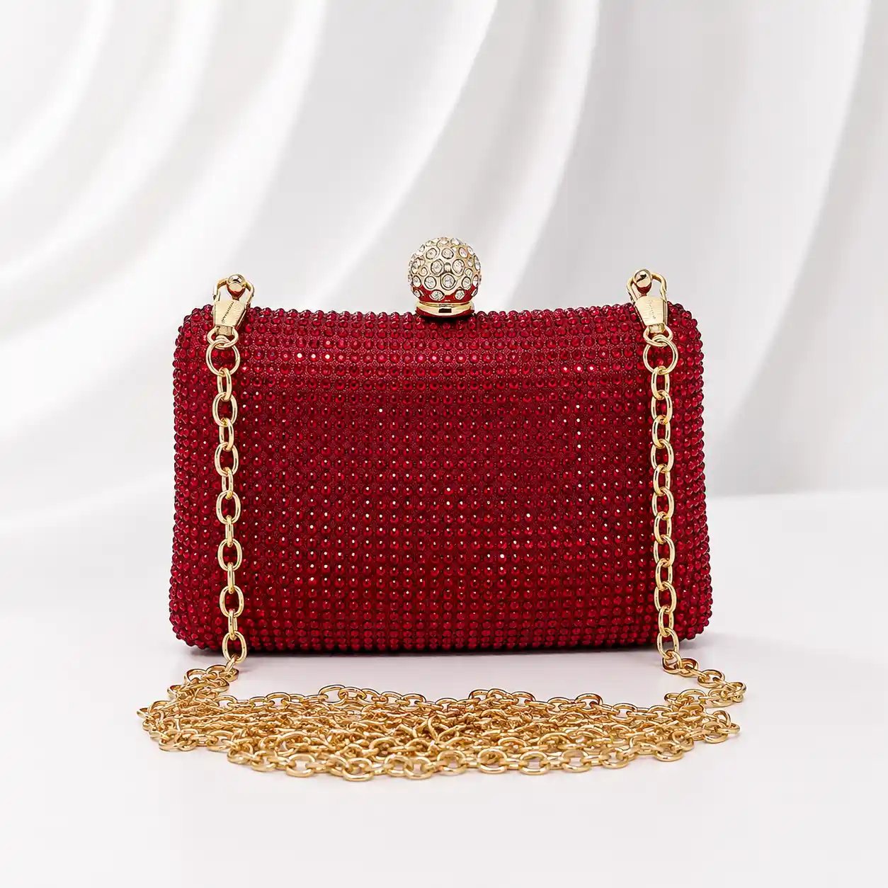 Stunning Mehroon Mini Swarovski Crystal Clutch – Wedding & Party Purse