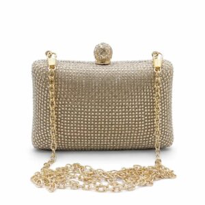 Stunning Golden Mini Swarovski Crystal Clutch – Wedding & Party Purse