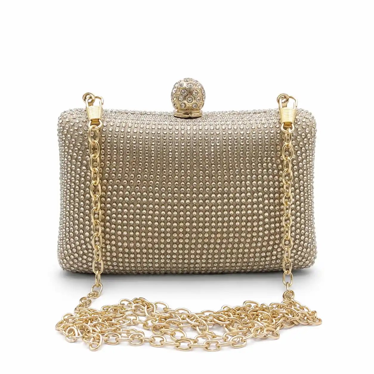 Stunning Golden Mini Swarovski Crystal Clutch – Wedding & Party Purse